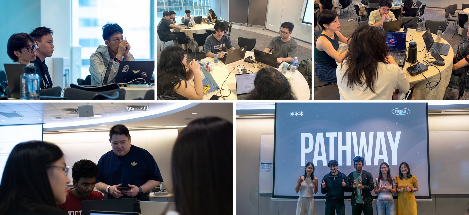 Teams at APEX Bootcamp: RealRelay Edition in Singapore, building AI agents over two days and presenting them on the Pathway stage